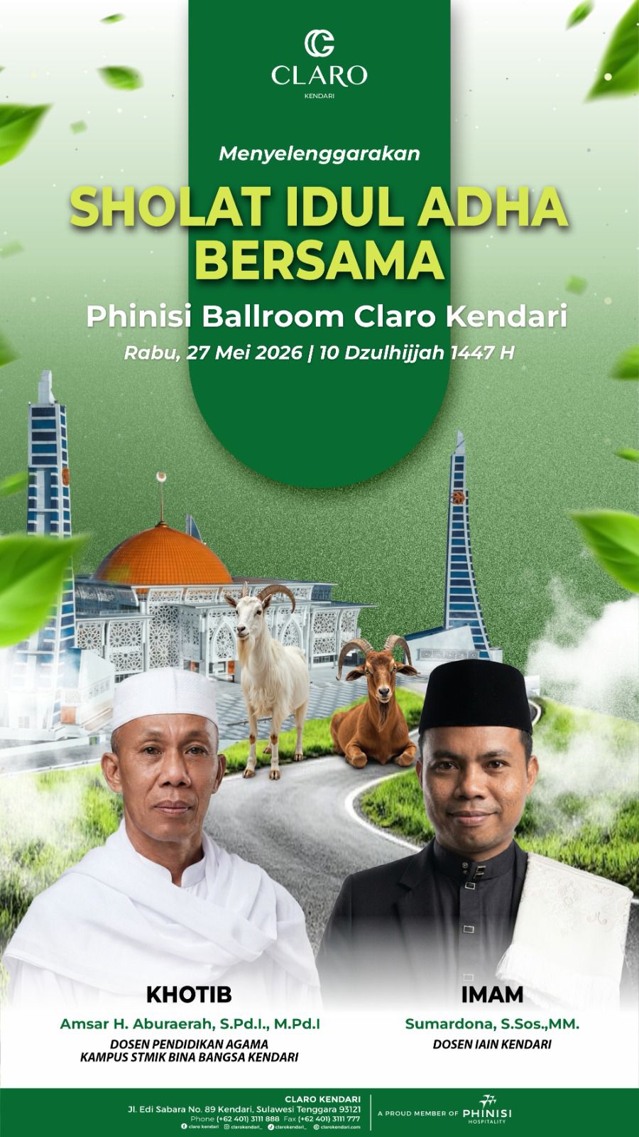Claro Kendari Bakal Gelar Salat Idul Adha 1447 Hijriah di Phinisi Ballroom