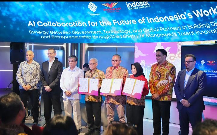Indosat, Wadhwani, dan Kemnaker Teken MoU Cetak 1 Juta Talenta Digital Indonesia melalui AI