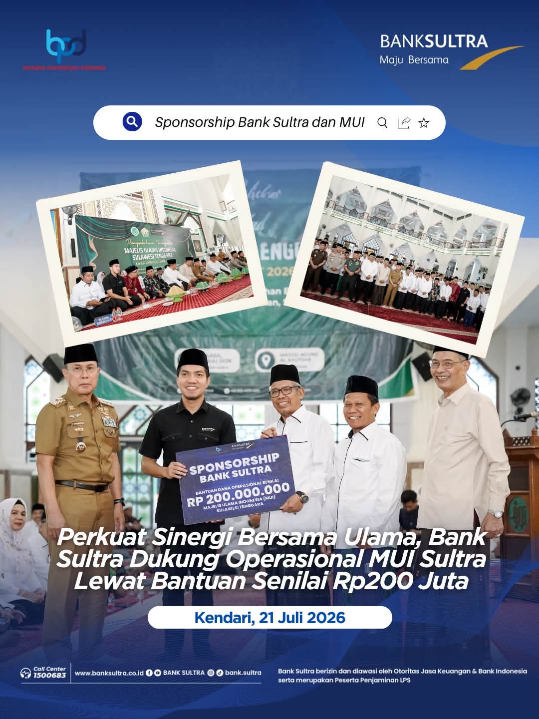 Bank Sultra Dukung Operasional MUI Sultra Lewat Bantuan Sebesar Rp200 Juta