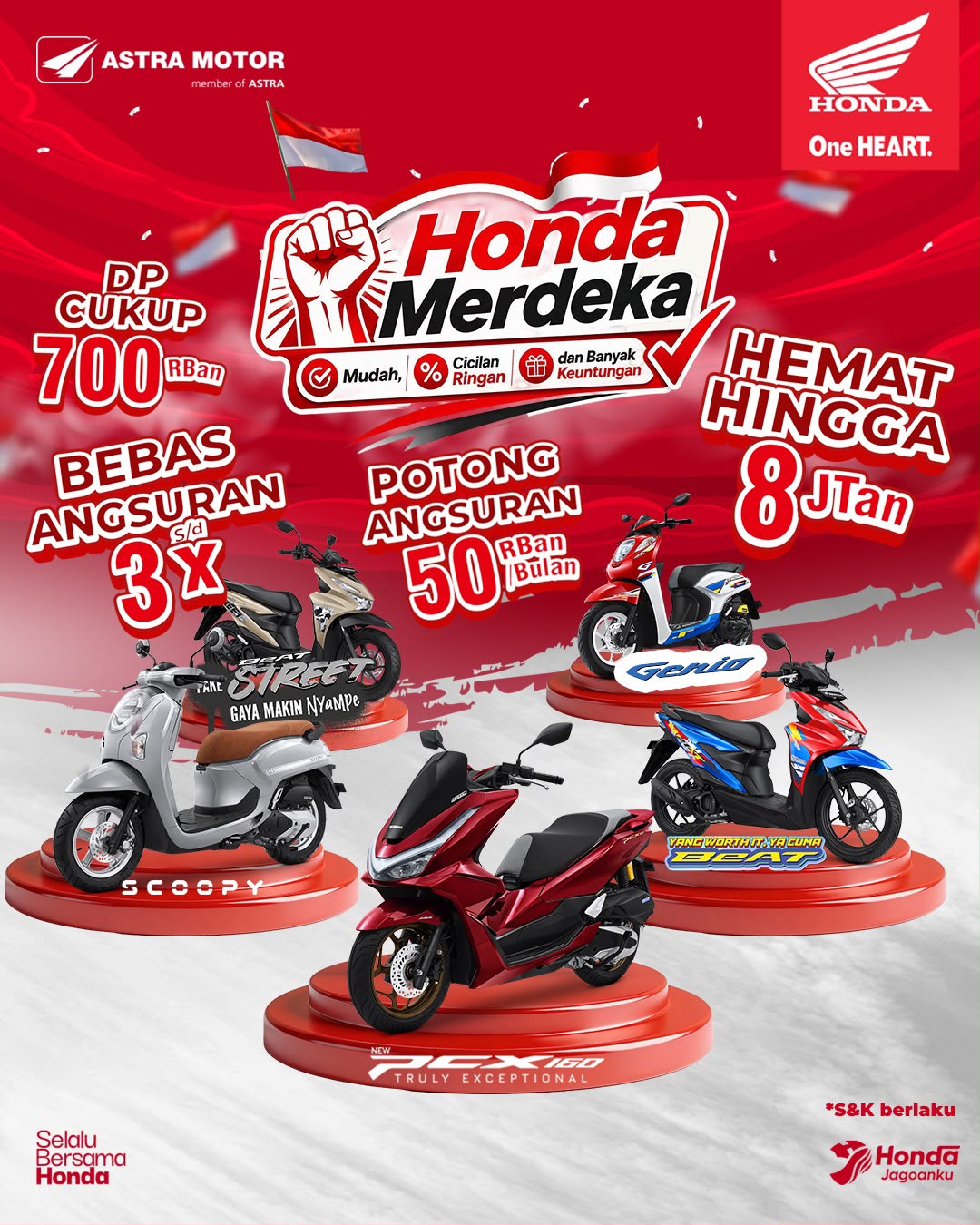 Rayakan Kemerdekaan, Asmo Sulsel Hadirkan Promo Honda Merdeka dengan DP Mulai Rp700 Ribuan